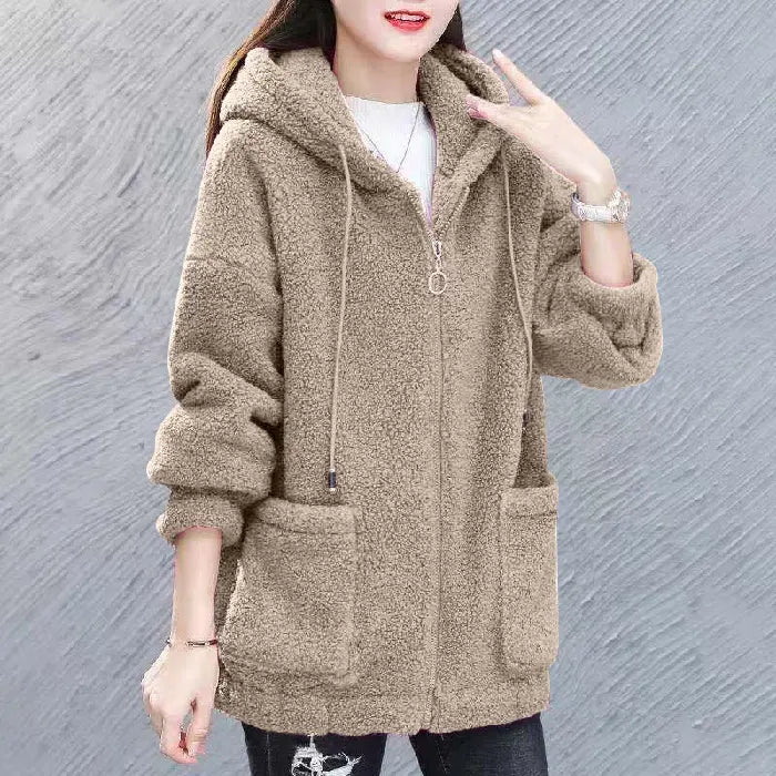 🔥✨【M-4XL】Palton de damă din lână și fleece, cu glugă – modă nouă pentru iarna 2026