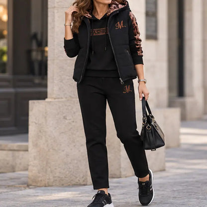 🔥🔥【Top + Vestă + Pantaloni】Set elegant și călduros din trei piese pentru toamnă/iarnă