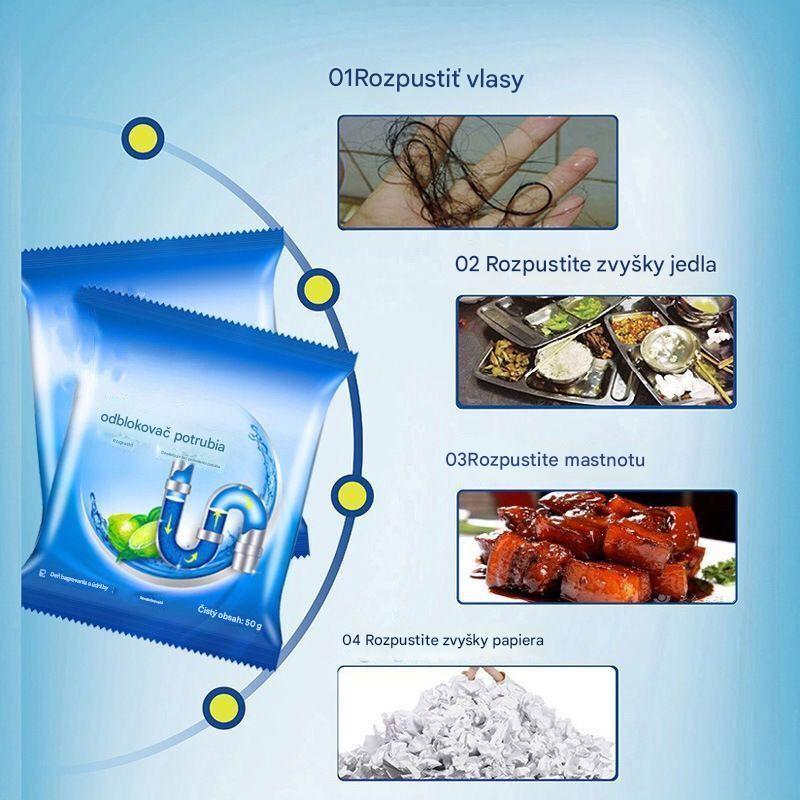 💪Silný prostriedok na odstraňovanie upchatia a korózie potrubí, vhodný na rozpúšťanie olejových škvŕn v toaletách, podlahových odtokoch, kanalizácii a kuchyniach