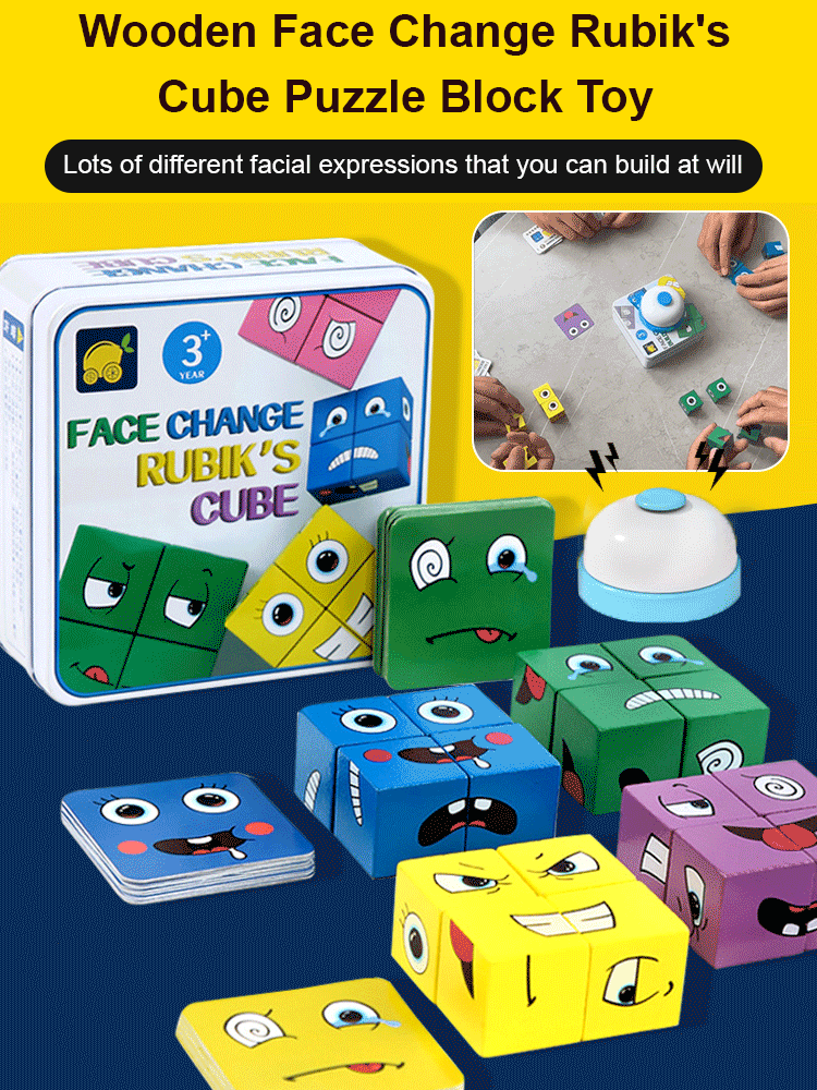 ✨👶【Cumpără 1, primești 1 gratuit🔥】Jucărie cub Rubik din lemn pentru copii, care își schimbă fața