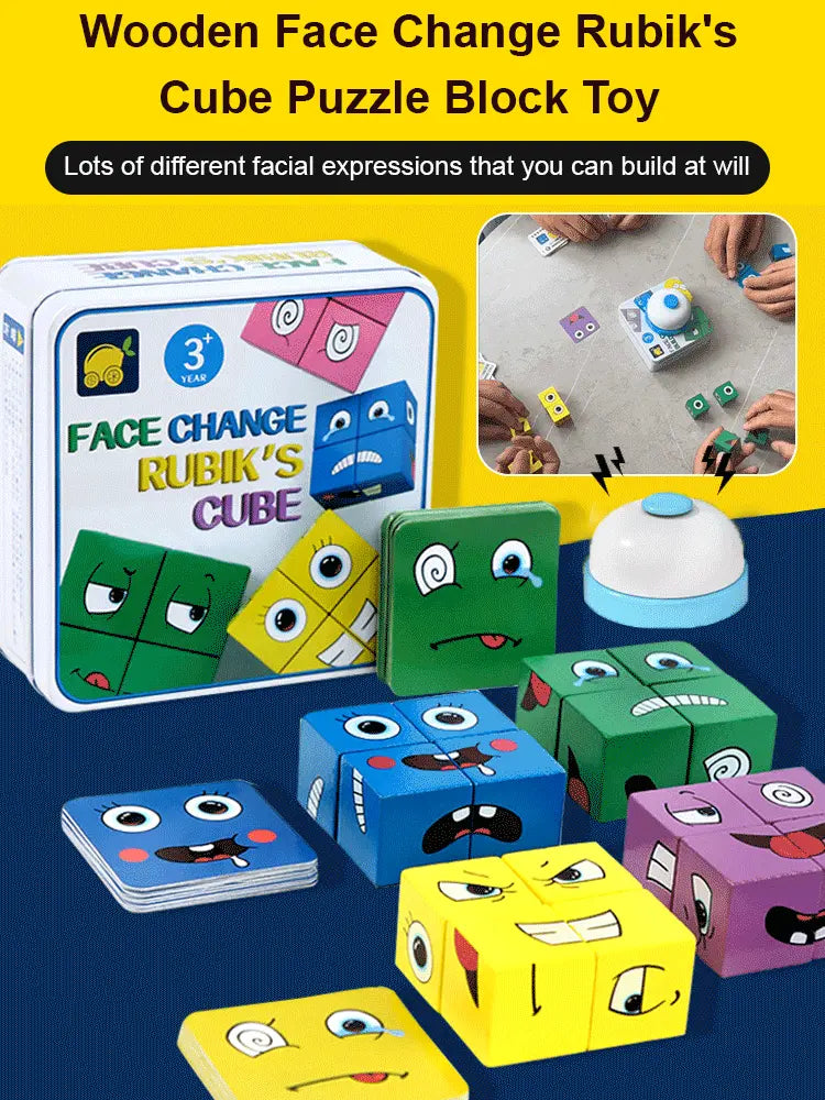 ✨👶【Cumpără 1, primești 1 gratuit🔥】Jucărie cub Rubik din lemn pentru copii, care își schimbă fața