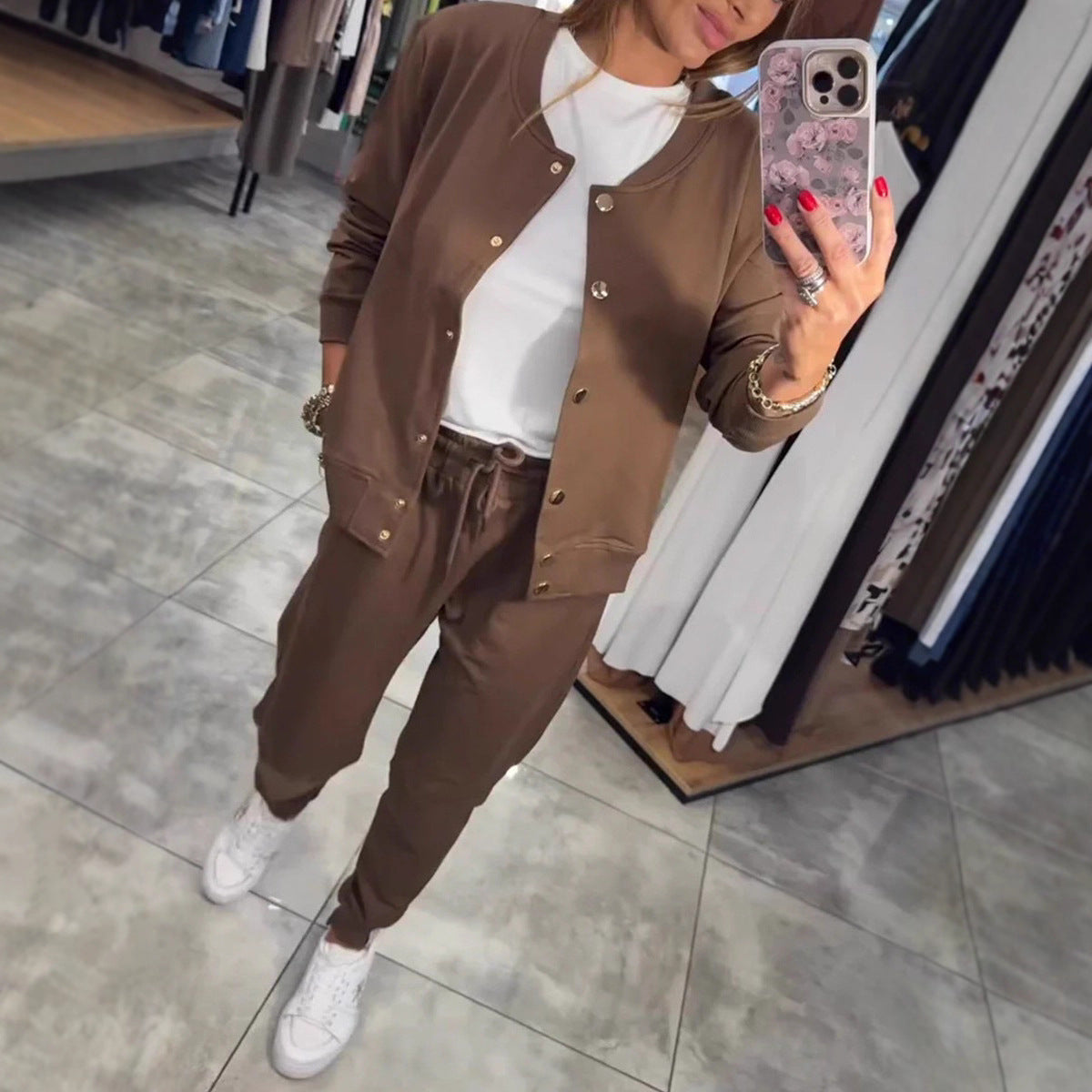 🧥🌙 Άνετο και κομψό, με εξαιρετική άνεση—το σετ casual φούτερ και μπουφάν είναι τώρα διαθέσιμο! 💃【Μπλούζα + Παντελόνι】