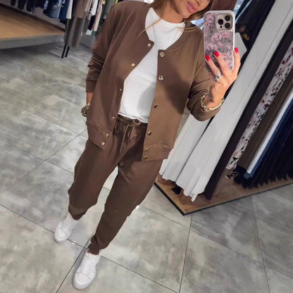 🧥🌙 Άνετο και κομψό, με εξαιρετική άνεση—το σετ casual φούτερ και μπουφάν είναι τώρα διαθέσιμο! 💃【Μπλούζα + Παντελόνι】