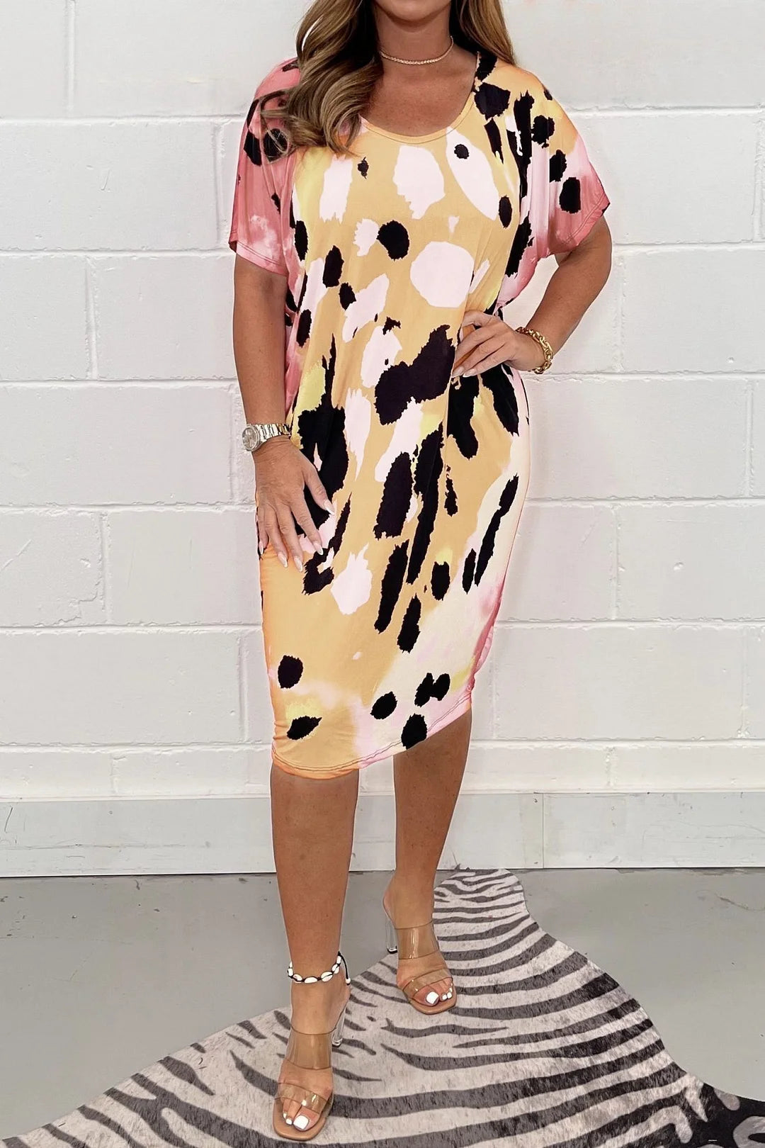 ✨👗Rochie nouă la modă cu imprimeu leopard, design clasic, elegantă și simplă.