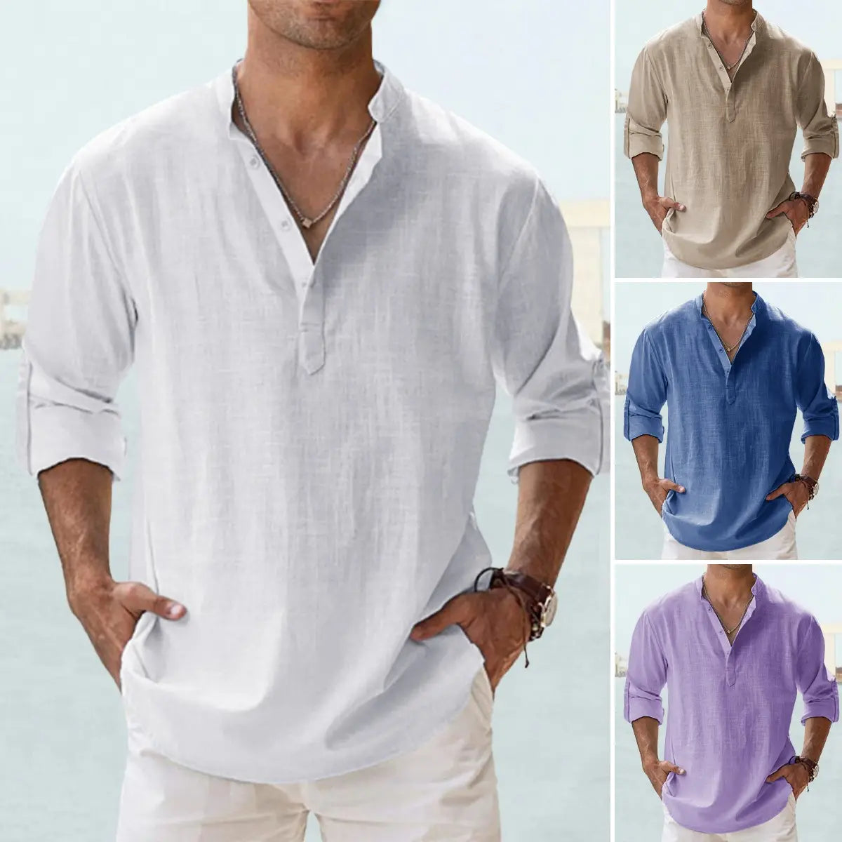 👔Reducere -50%🔥【S-5XL】Cămașă bărbătească nouă, din amestec de bumbac și in, lejeră și respirabilă.