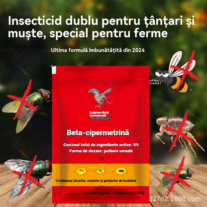 👍【5 pliculețe】🚫🦟🪳🪰pecial conceput pentru a ucide țânțarii și muștele din ferme, un pachet ucide puricii/lăcustele/gândacii de bucătărie/muștele/țânțarii!