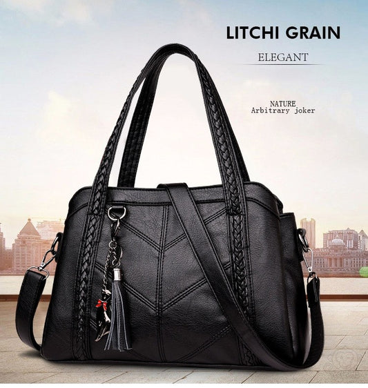 【🔥Produse noi la mare căutare】Geantă de mână din piele de bou ✅Capacitate mare cu trei compartimente ✅Piele moale