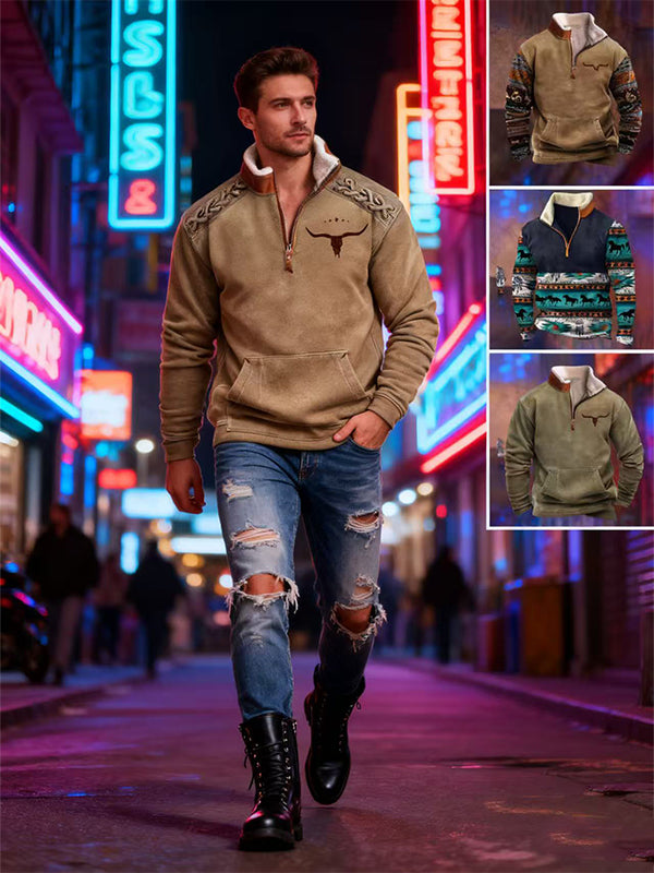 👕【35% ОТСТЪПКА】【S-4XL】2025 Есенно-зимен мъжки моден, топъл пуловер с дълъг ръкав и 3D щампа