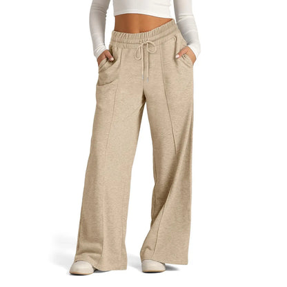 🎁Pantaloni de damă uni, cu talie subțire și croi larg🔥