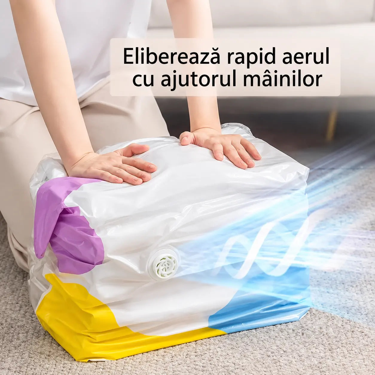 🧳【Set de 5 bucăți】💨 Saci mari de depozitare în vid, compresibili – fără pompă, etanși, ideali pentru economisirea spațiului în valize și acasă ✈️