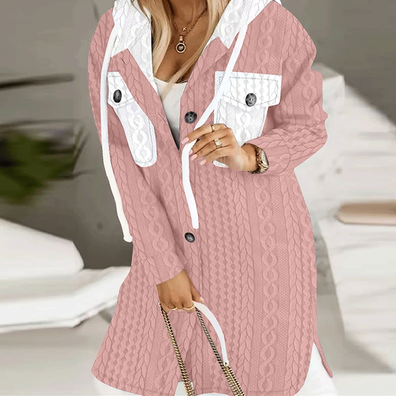 🐏【Połowa ceny na koniec miesiąca】Damska kurtka z kapturem, z polarisem, w większych rozmiarach dostępna