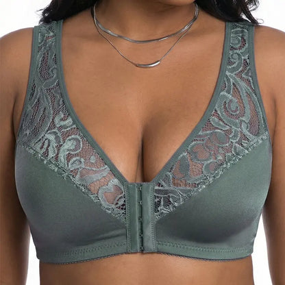 💕 Ultima zi - reducere 50%【Set 3 piese】【L-4XL】😍 Sutien cu armătură, push-up, respirabil, mărime plus, design fără cusături și închidere frontală, plata ramburs la livrare