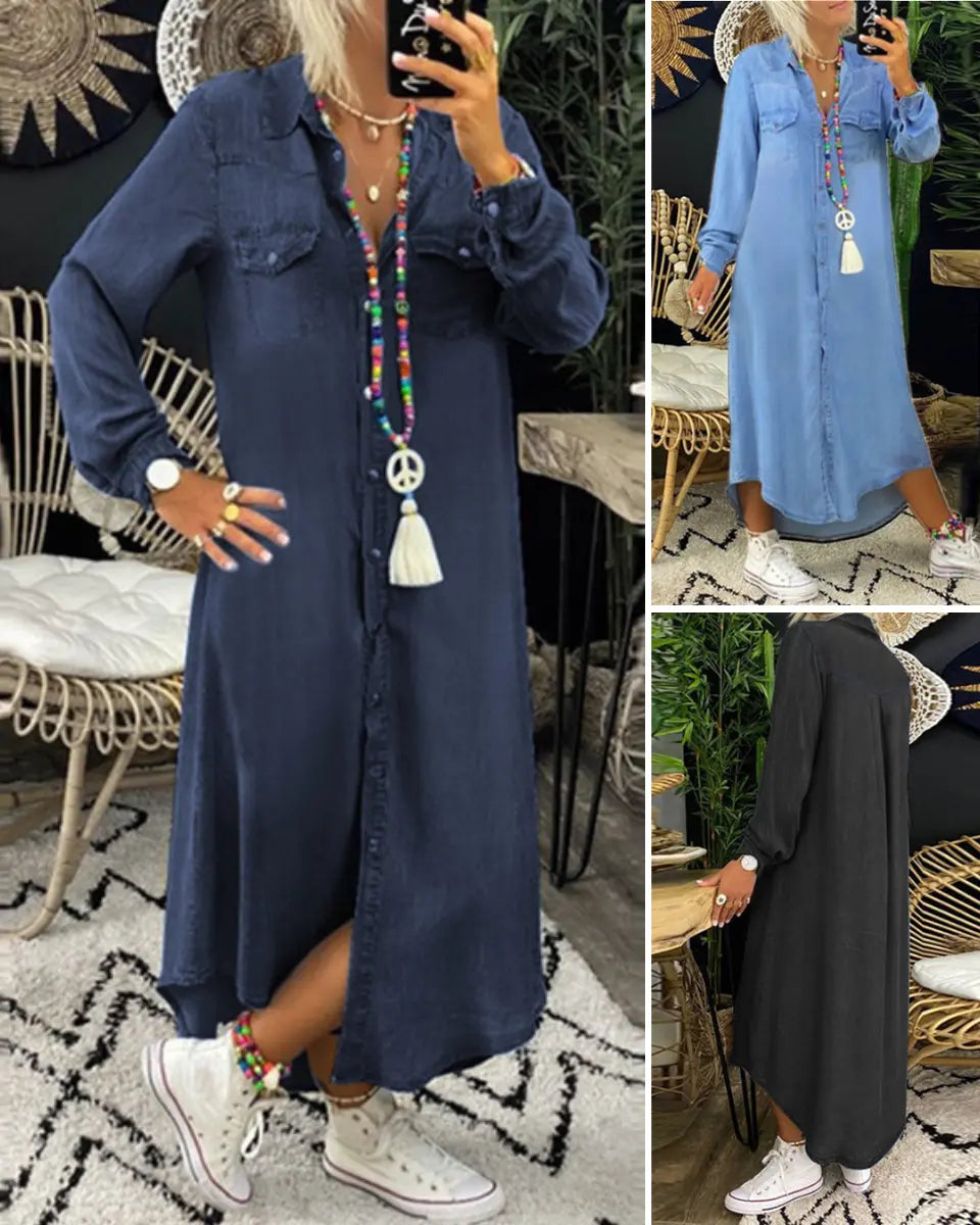 👘 50% reducere💥【40-120kg】Rochie nouă din denim mărime mare