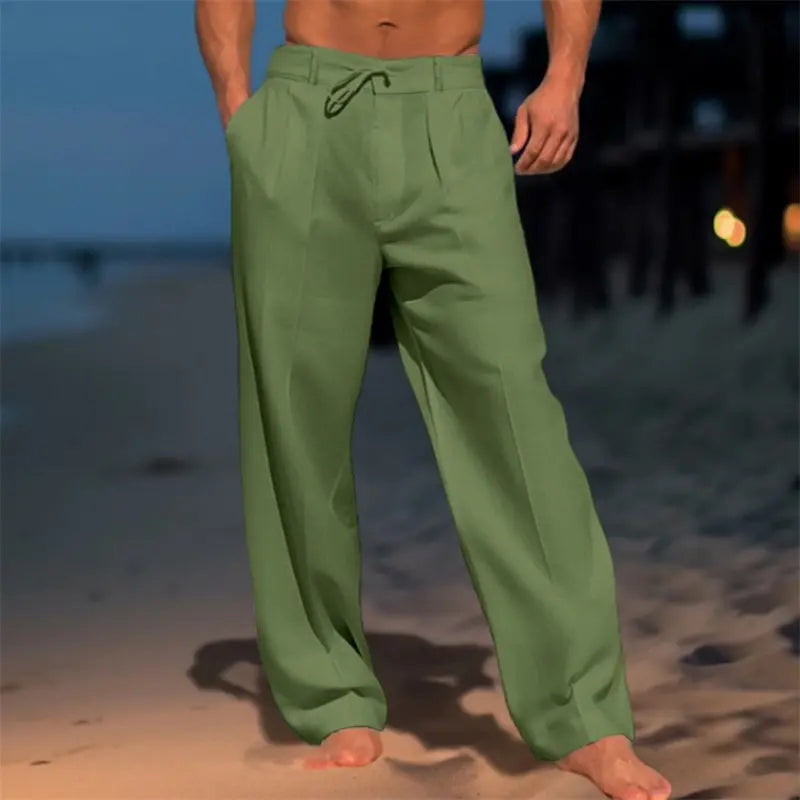 👖 50% reducere🔥 Pantaloni bărbătești din in respirabil, stil vacanță la plajă și la malul mării