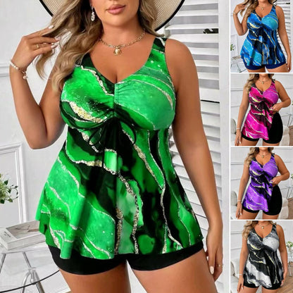 🏖️👙【Ofertă specială】🌴【S-5XL】Costum de baie elegant, mărime mare, cu imprimeu