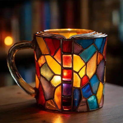 📚Ceașcă de cafea pictată 3D în formă de carte