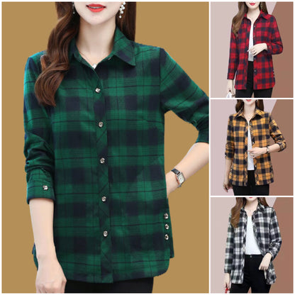 【🎁Cumpără 1, primești 1 gratuit】💕【XL-5XL】【45-90KG】Nouă cămașă în carouri pentru femei, la modă și versatilă, de toamnă