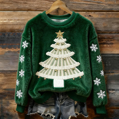 💥🍁【Oferte recente atractive】🔥Pulover de Crăciun din flanel pentru femei, decorat cu diverse modele încântătoare