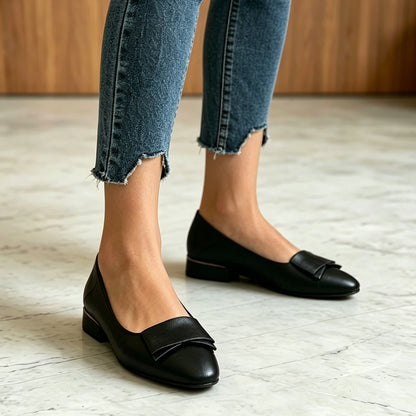 👡【35-40】Pantofi noi, eleganți, antiderapanți, cu talpă joasă, confecționați din piele naturală - confortabili, respirabili, la modă și frumoși.