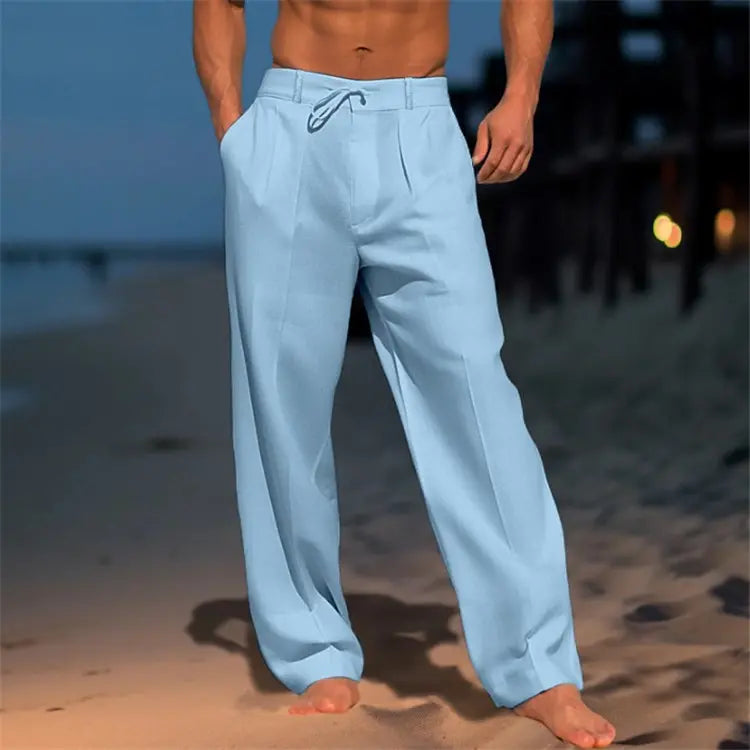 👖 50% reducere🔥 Pantaloni bărbătești din in respirabil, stil vacanță la plajă și la malul mării