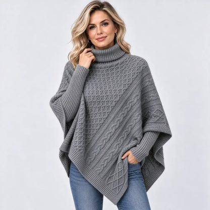 🎀 Pulover cu guler înalt și model torsadă pentru toamnă/iarnă – croială lejeră, tricotaj gros