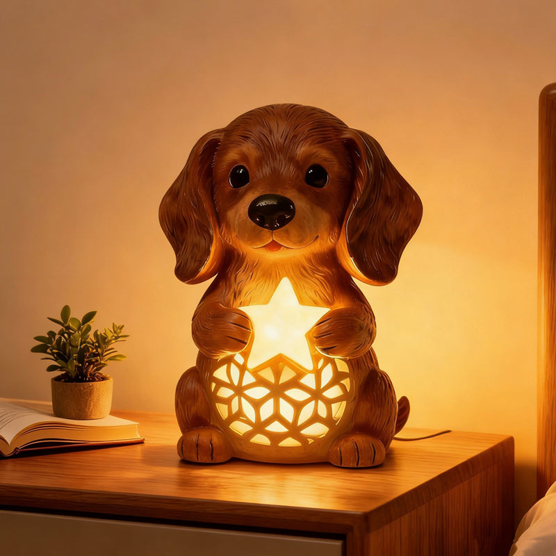 🎄🐶💡 Gran promoción navideña 50% OFF 🔥 Estatuas de perros con luces navideñas, adornos con gorro de Navidad, cajas de regalo iluminadas y regalos navideños de resina
