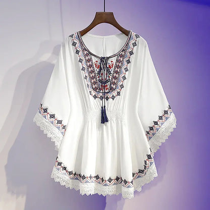 ✨【S~5XL】Topuri brodate pentru femei, mărimi mari, topuri de vară noi