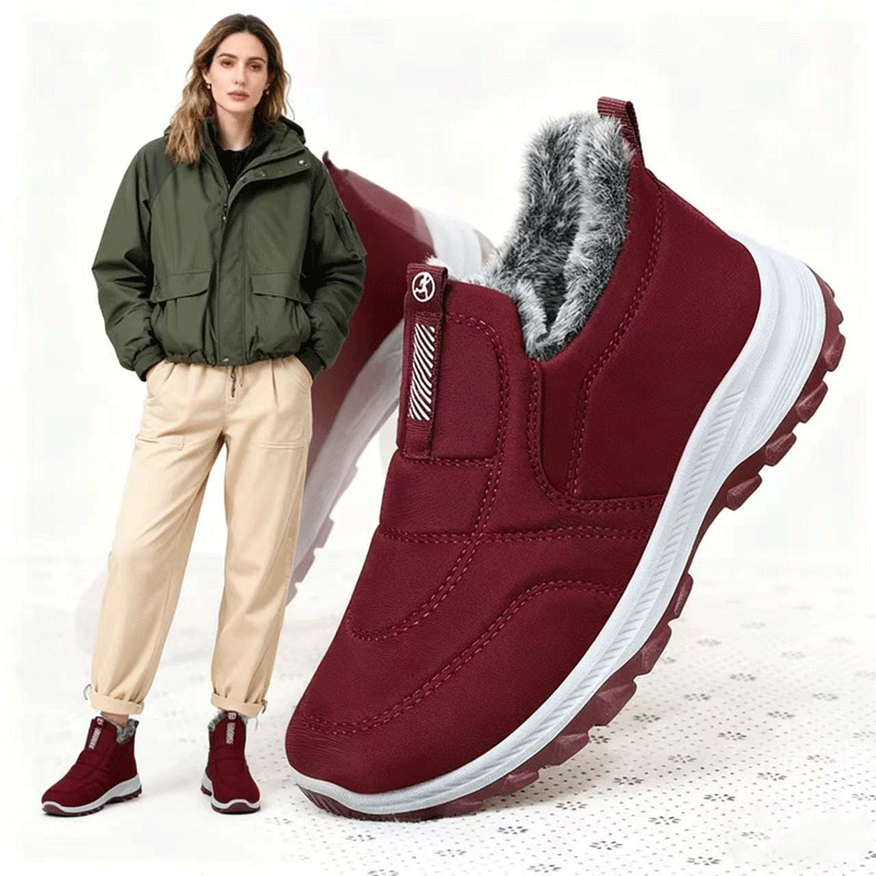 😀🎉🔥Υλική εντός από βελούzeni - Σχεδιασμός με παχιάριστο ύφασμα πατού🔥Χειμερινές γυναικετικές μποτάκια από καμπούρια, ανθεκτικές στο νερό και ζεστές