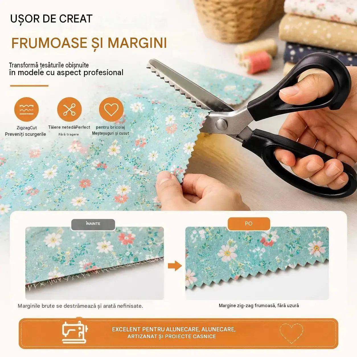 🔥Cumpără 1, primești 1 gratuit✂️ Foarfece profesionale cu dinți zimțați‑foarfece ascuțite cu zimți pentru țesături