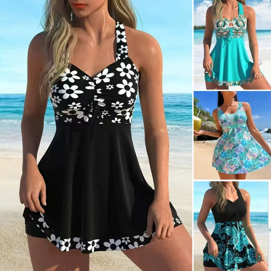 🏖️👙【Ofertă limitată】🌴【S-6XL】Costum de baie elegant cu imprimeu, mărime mare