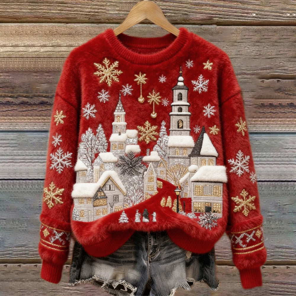 💥🍁【Oferte recente atractive】🔥Pulover de Crăciun din flanel pentru femei, decorat cu diverse modele încântătoare