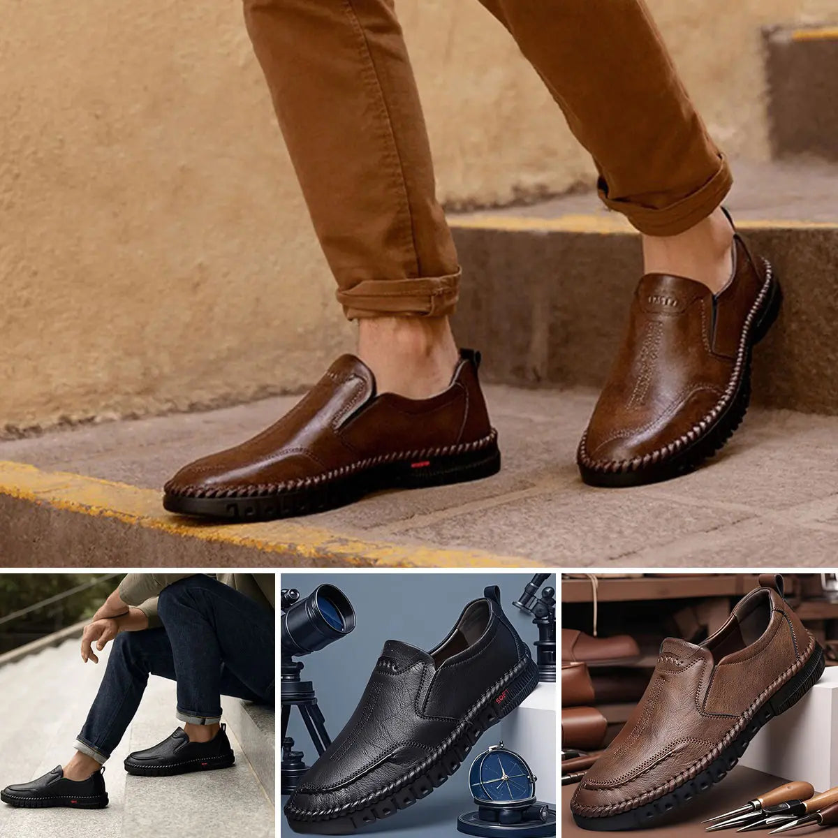👍【Piele Naturală de Bovine de Calitate Premium】Pantofi Casual Fashion pentru Bărbați