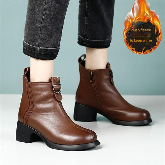 【35-40】Toamnă și iarnă toc gros îngroșat talpă moale cizme Martin-3866496