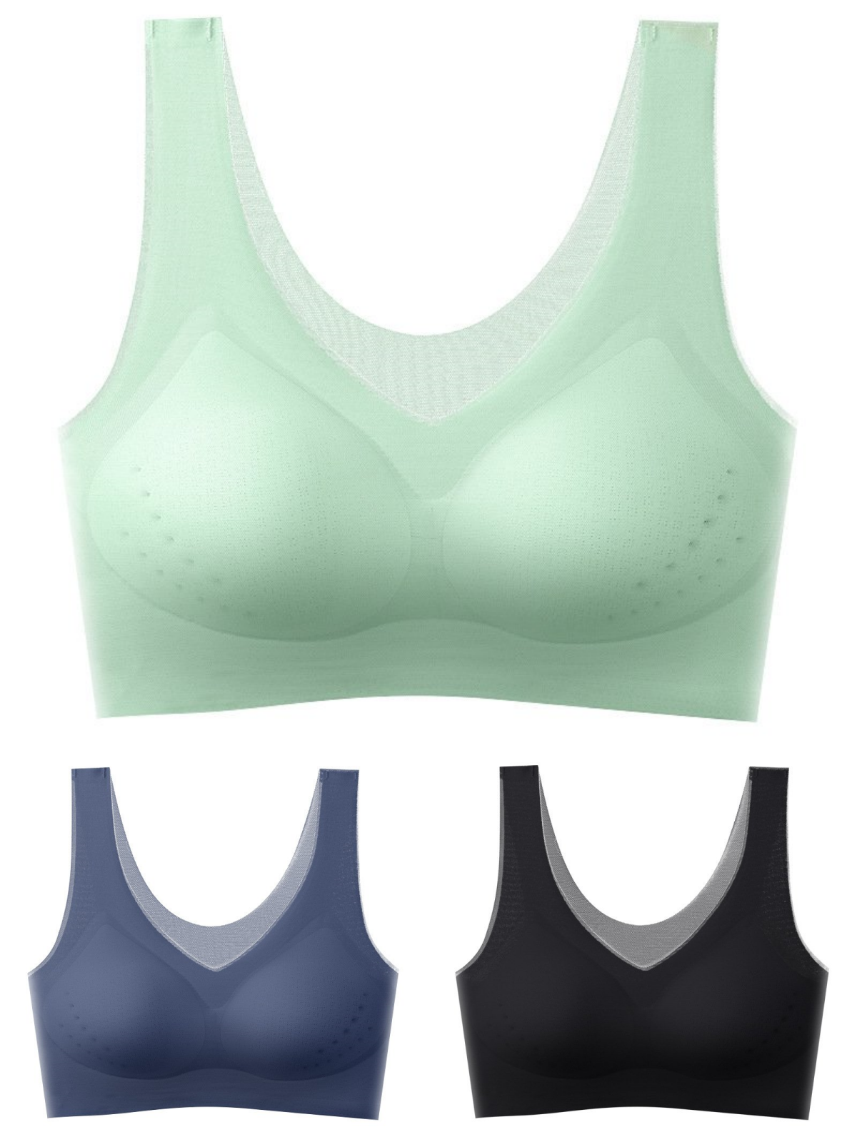 🏆【Kup 3, vezmi 3】【40-120 kg】2025, bezešvá podprsenka z ledového hedvábí s liftingovým efektem 