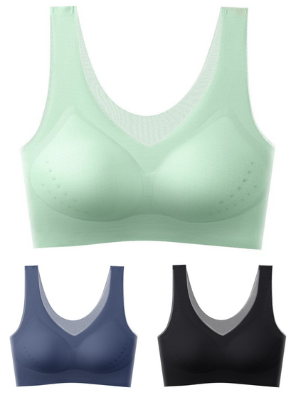 🏆【Kup 3, vezmi 3】【40-120 kg】2025, bezešvá podprsenka z ledového hedvábí s liftingovým efektem 