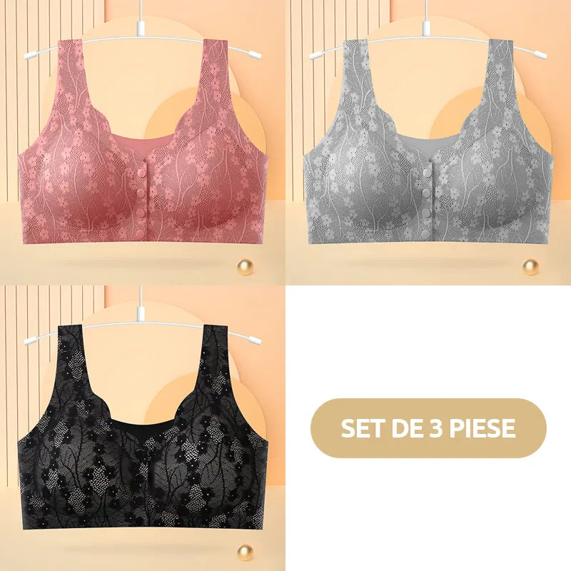 😍【Pachet de 3 bucăți】Sutien fără fir pentru femei cu nasturi în față ❤️【40-100kg】