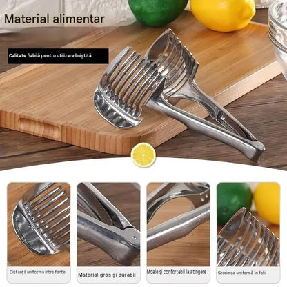🍅 Tăietor manual de bucătărie din oțel inoxidabil | Ghid pentru tăieturi uniforme de roșii, lămâi, ceapă și altele