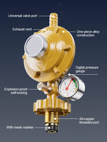 💥🏡【Cumpărați unul și primiți unul gratis】🏡Manometru de presiune a gazului cu protecție împotriva exploziilor și reductor de presiune💥