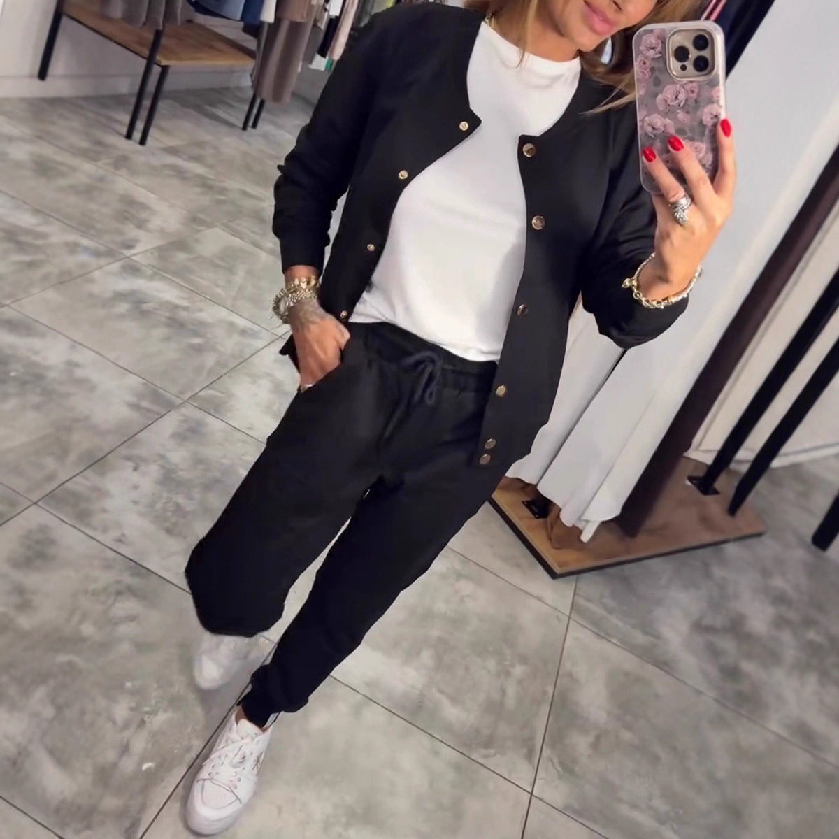 🧥🌙 Άνετο και κομψό, με εξαιρετική άνεση—το σετ casual φούτερ και μπουφάν είναι τώρα διαθέσιμο! 💃【Μπλούζα + Παντελόνι】