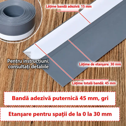 🚪【5M】Bandă de etanșare din PVC pentru uși – protecție împotriva prafului și curentului de aer