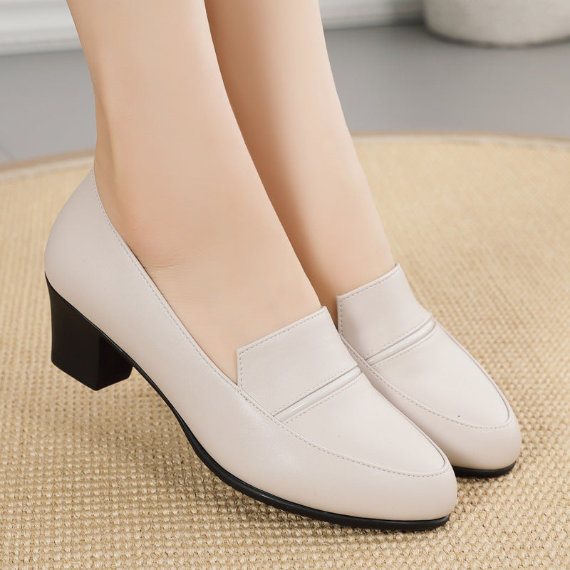 Ofertă specială💥【Mărimi 35-40】Pantofi noi din piele 2025 cu toc mediu și talpă moale, confortabili și versatili