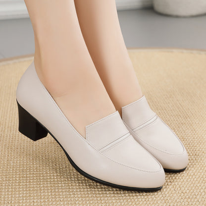 Ofertă specială💥【Mărimi 35-40】Pantofi noi din piele 2025 cu toc mediu și talpă moale, confortabili și versatili