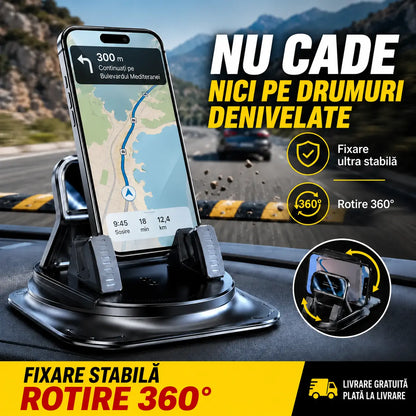 🚗 Suport auto pentru telefon 2 în 1, rotativ la 360° și antiderapant