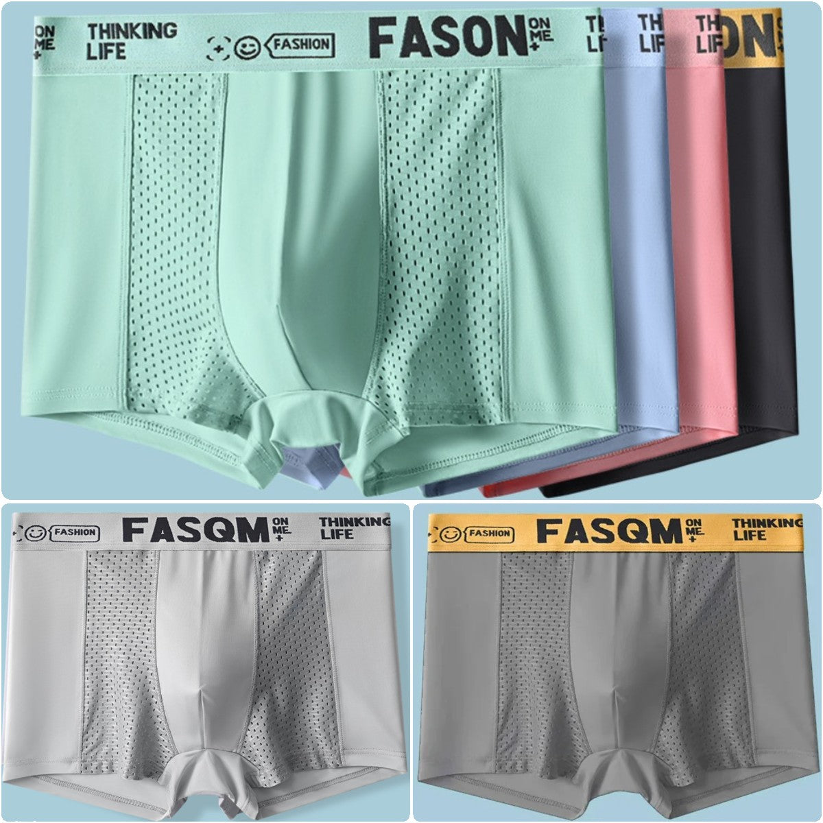 🔥【6 бр.】Мъжки боксерки, изработени от материал Air Mesh Ice Silk. Еластични, удобни и дишащи.