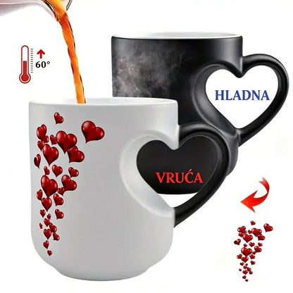 ☕ Cană romantică din ceramică, în formă de inimă (cu mâner care își schimbă culoarea) 💝✨