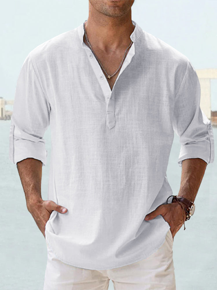 👕🤩【S-5XL】 Cămașă pentru bărbați cu mâneci lungi, material din bumbac și in.
