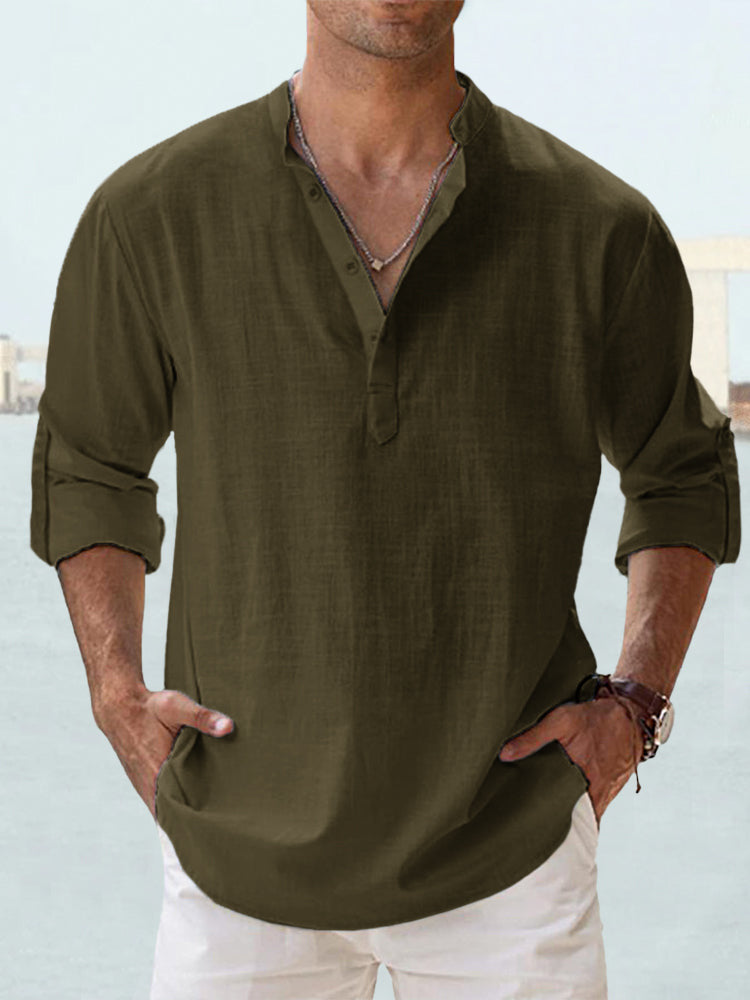 👕🤩【S-5XL】 Cămașă pentru bărbați cu mâneci lungi, material din bumbac și in.