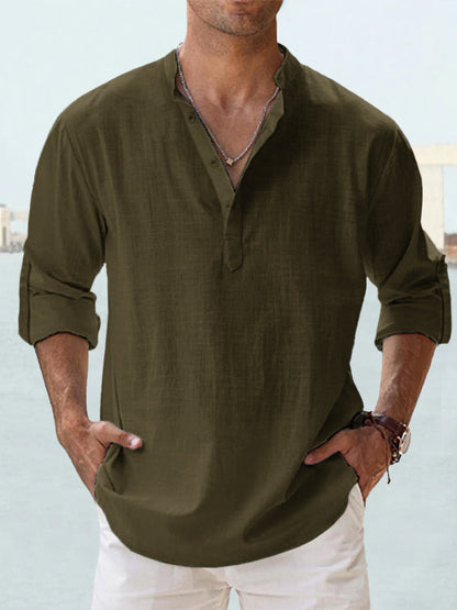 👕🤩【S-5XL】 Cămașă pentru bărbați cu mâneci lungi, material din bumbac și in.