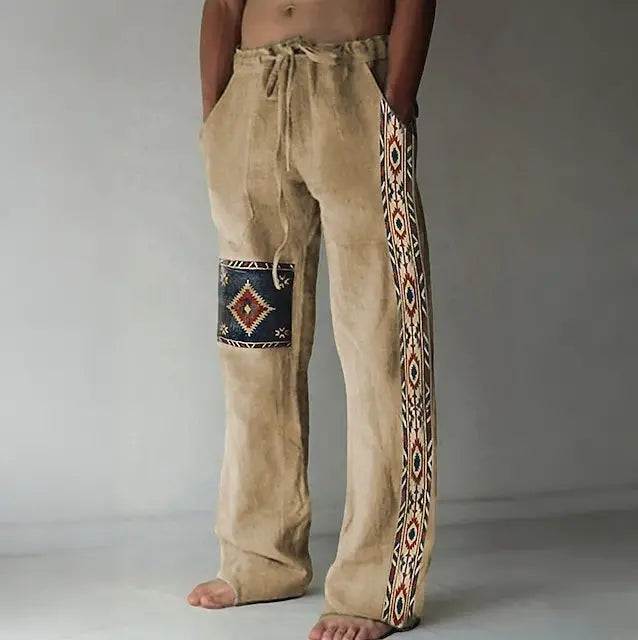 🔥👖【S-6XL】Pantaloni bărbătești cu croi larg din bumbac și in, mărimi mari, în stil boem casual