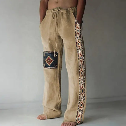 🔥👖【S-6XL】Pantaloni bărbătești cu croi larg din bumbac și in, mărimi mari, în stil boem casual